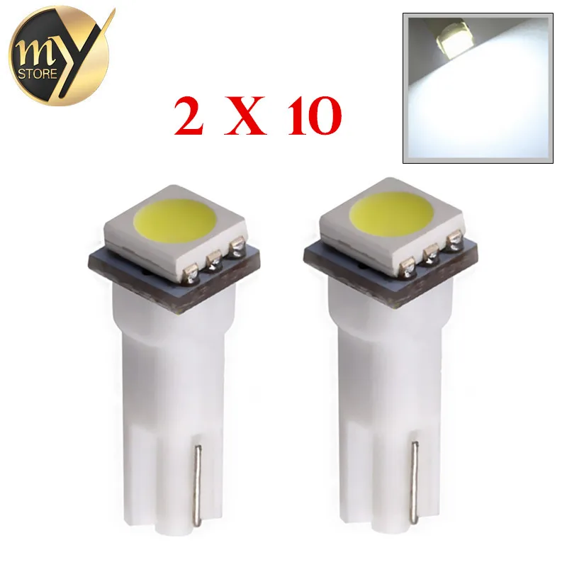 20 шт. T5 74 Белый 1 SMD 5050 клиновидсветодиодный Светодиодная лампа для приборной