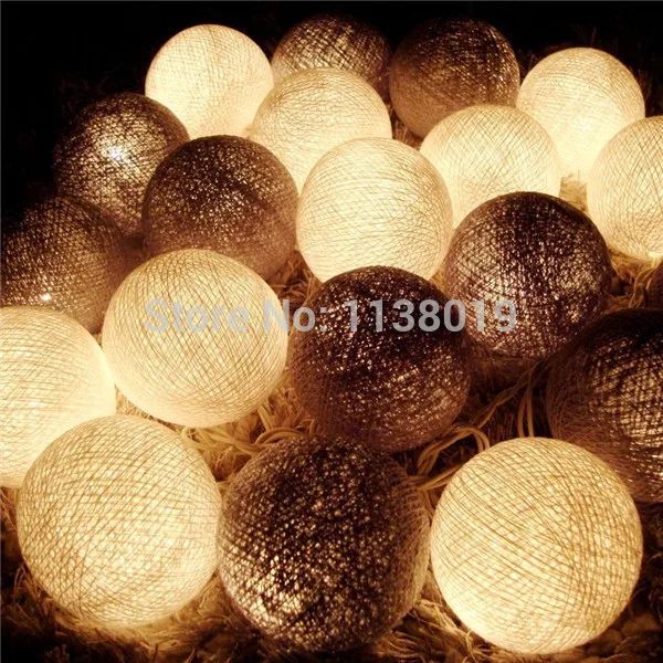 20 штук Цвет серый белый смешанные ватные шарики гирлянды светильник Фея вечерние