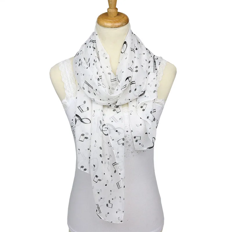 Бесплатная доставка 2017 Новый Модный шифоновый шарф музыка лист нот Музыка