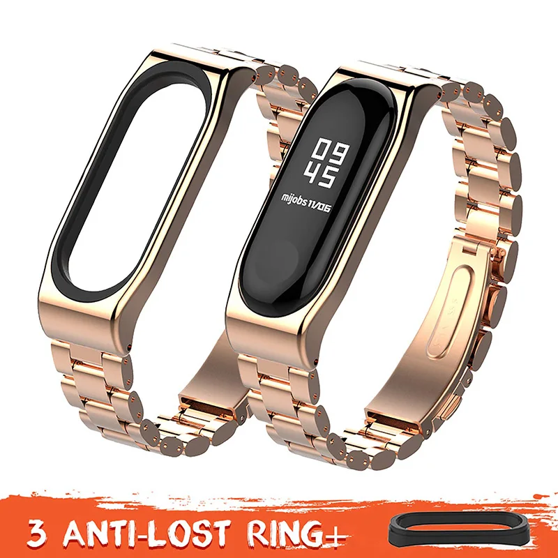 Mijobs Strap for Mi band 4 Straps Bracelet, Metal Stainless Steel Wrist Strap Replacement Band for Xiaomi 4/3