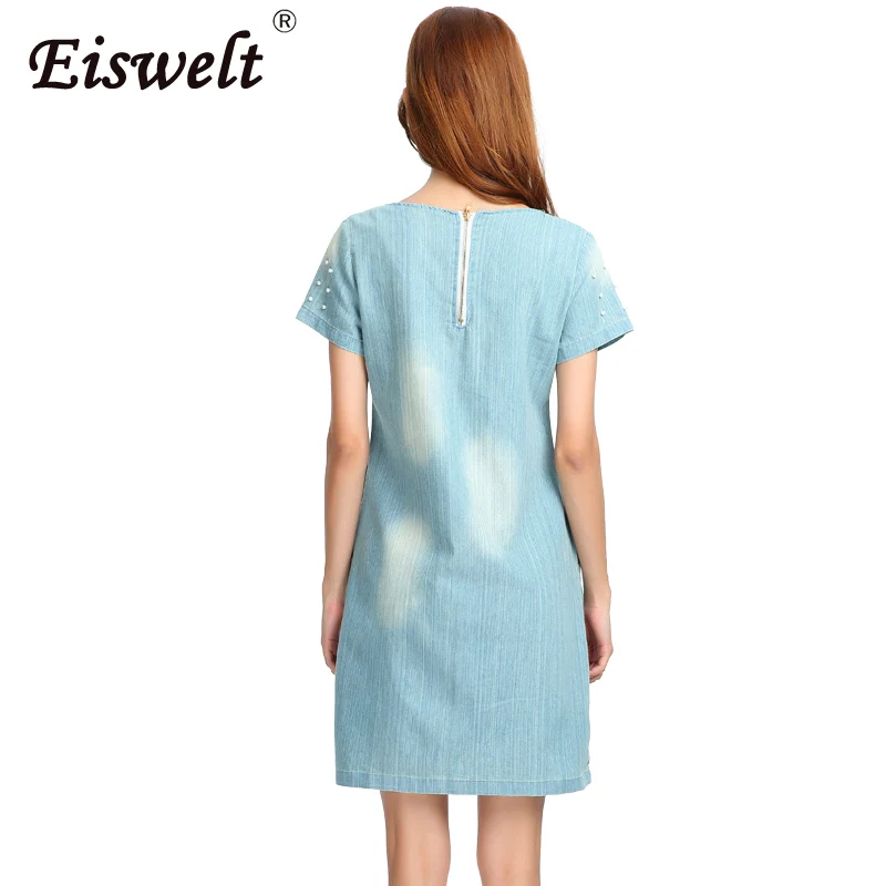 EISWELT плюс размер 5XL платье женское джинсовое Сарафан повседневное Vestido Летний