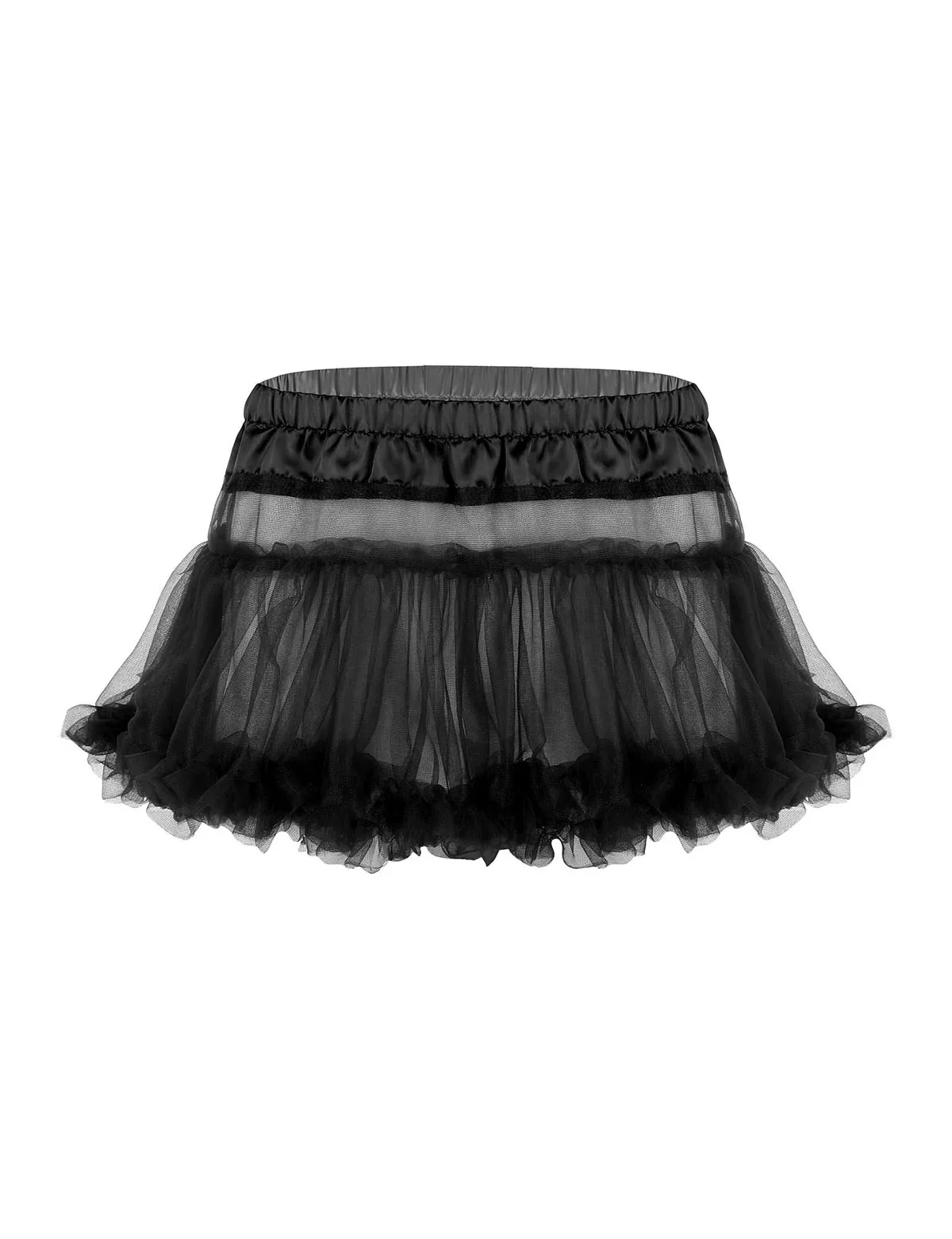 Мужское нижнее белье SISSY, трусики, юбки, атласные, эластичный пояс, оборками, мягкий тюль, многослойная юбка, короткая, для мужчин, Babydolls, мини-пачка