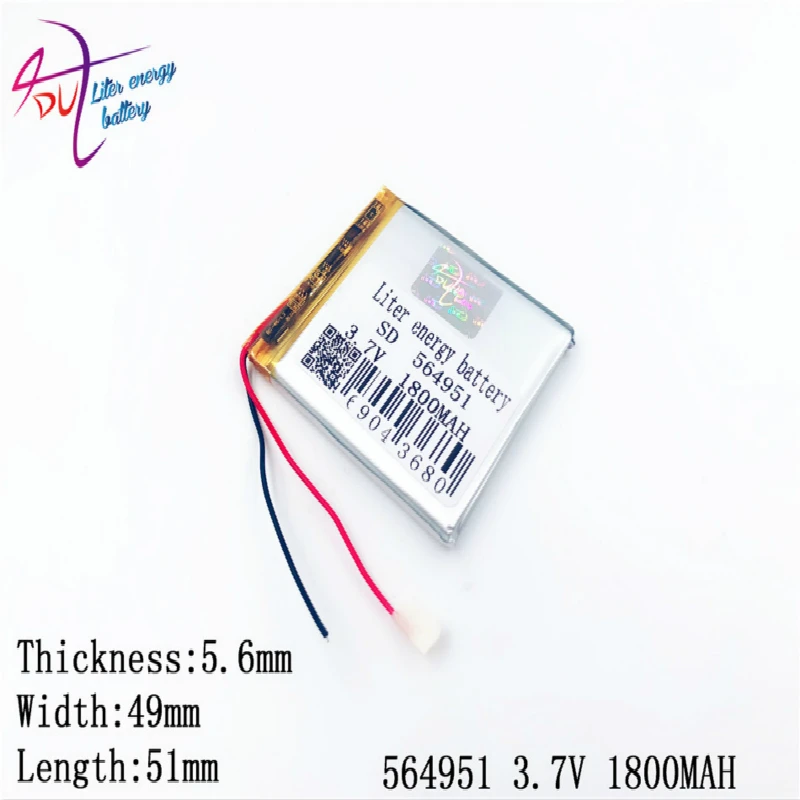 3 7 V 1800mAh 564951 555050 литр энергии литий полимерный ионный аккумулятор для MP5 GPS