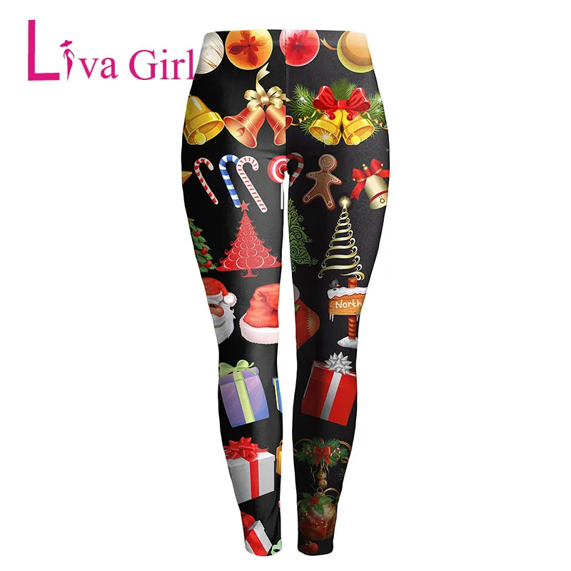 Рождественские леггинсы LIVA GIRL для женщин повседневные эластичные облегающие