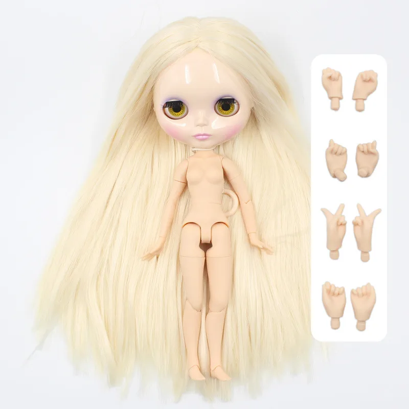 Фабрика blyth кукла белый бежевый прямые волосы с челкой/бахромой 1/6 30 см белая кожа BL0510 - Цвет: doll with hand B