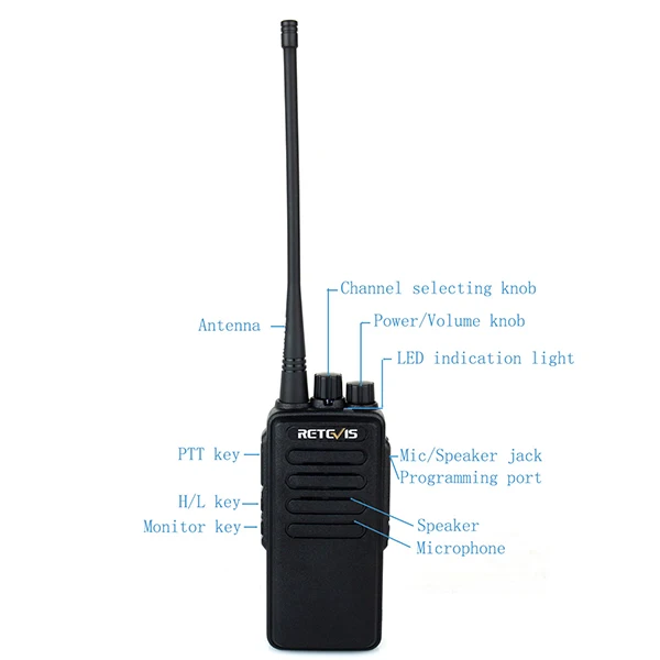 10 шт. Высокая мощность Walkie Talkie Retevis RT1 VHF(или UHF) 3000 мАч VOX путешествия/Туризм/Охота дальность 2 способ радио трансивер
