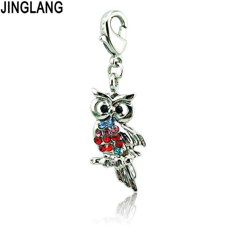 JINGLANG 12 шт./лот карабин Омар Шарм болтается Многоцветный горный хрусталь Сова