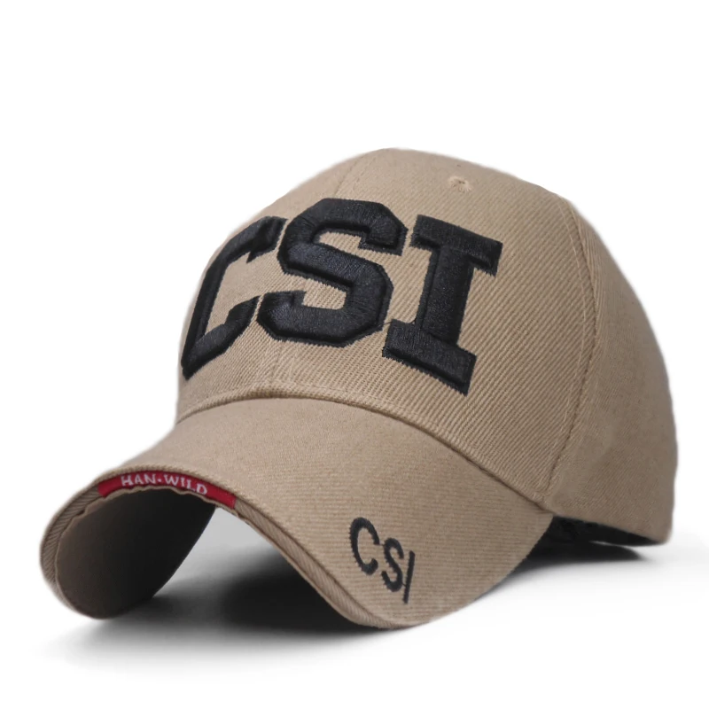 Khaki Новинка Csi, армейская тактическая мужская Кепка, уличная стильная бейсбольная кепка с вышитыми буквами, мужская повседневная Кепка Snapback, Кепка для папы - Цвет: Khaki