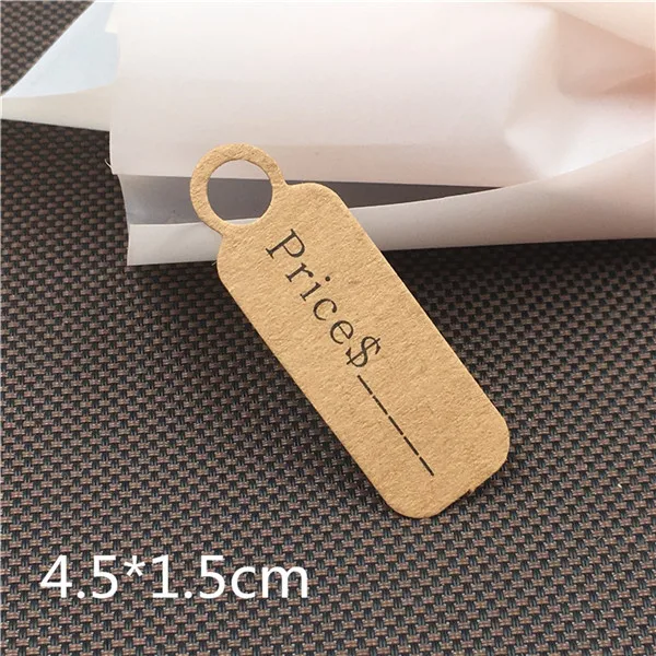 4.5x1.5cm brown 100 шт многоформенная крафт-бумага подарочные Висячие картонные ярлыки этикетки для одежды открытки круглые и в форме сердца цена Пустые бирки - Color: 4.5x1.5cm brown