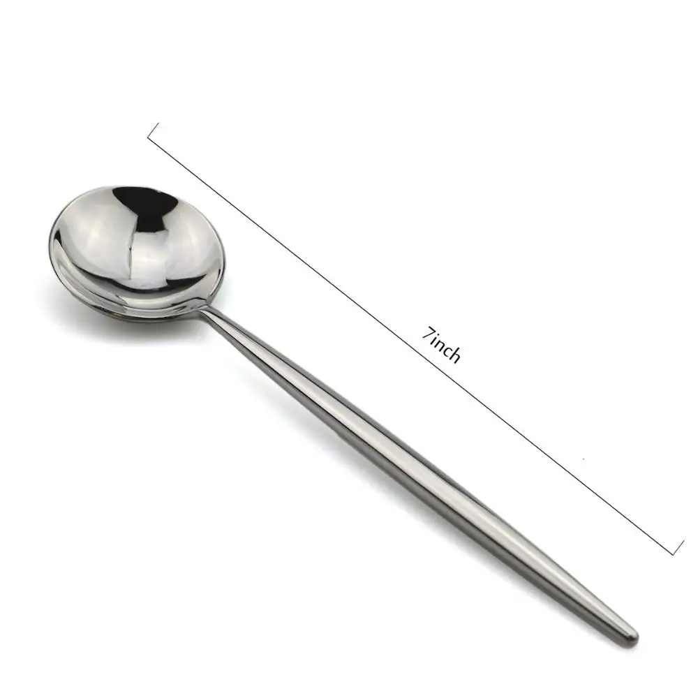 Dessert Spoon JANKNG Роскошные западные серебряные столовые приборы, набор, серебряные столовые приборы, столовая ложка, нож для стейка, вилка, кофейная ложка, кухонная посуда, инструменты - Цвет: Dessert Spoon