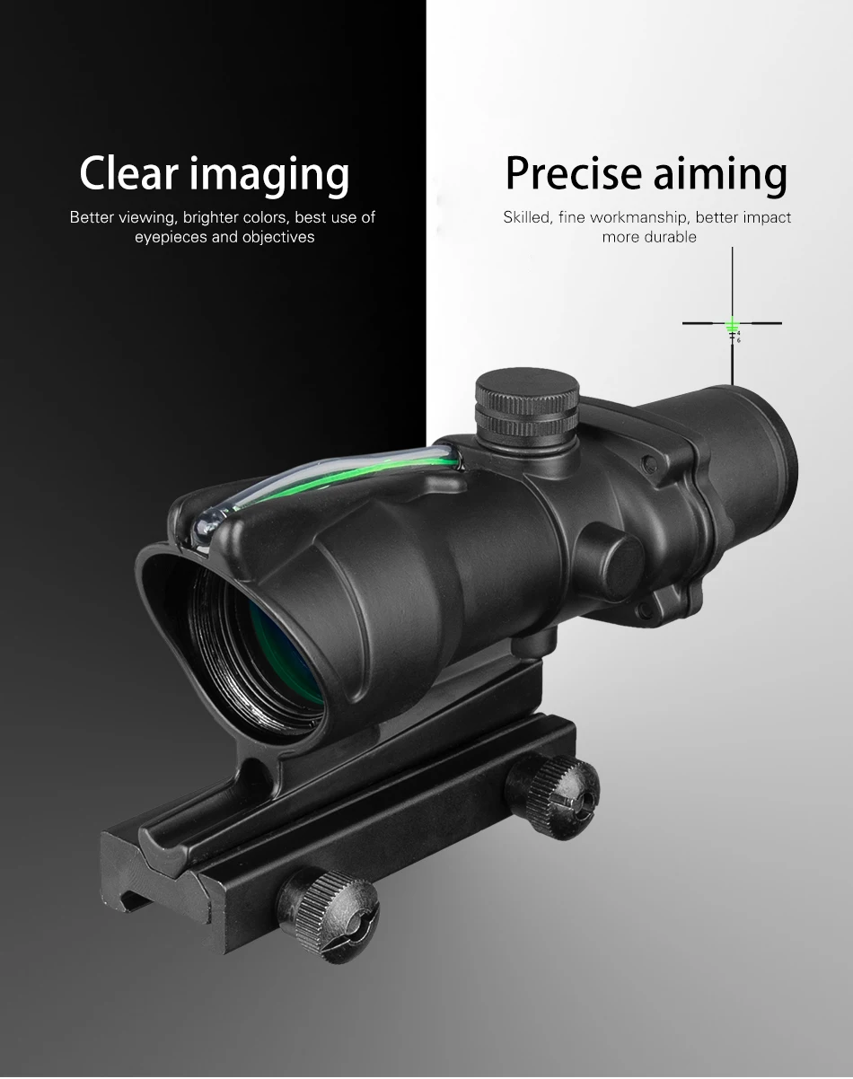 Охотничий Прицел ACOG 4X32 оптика из настоящего Волокна Красная точка с подсветкой шеврон травленая сетка тактический оптический прицел