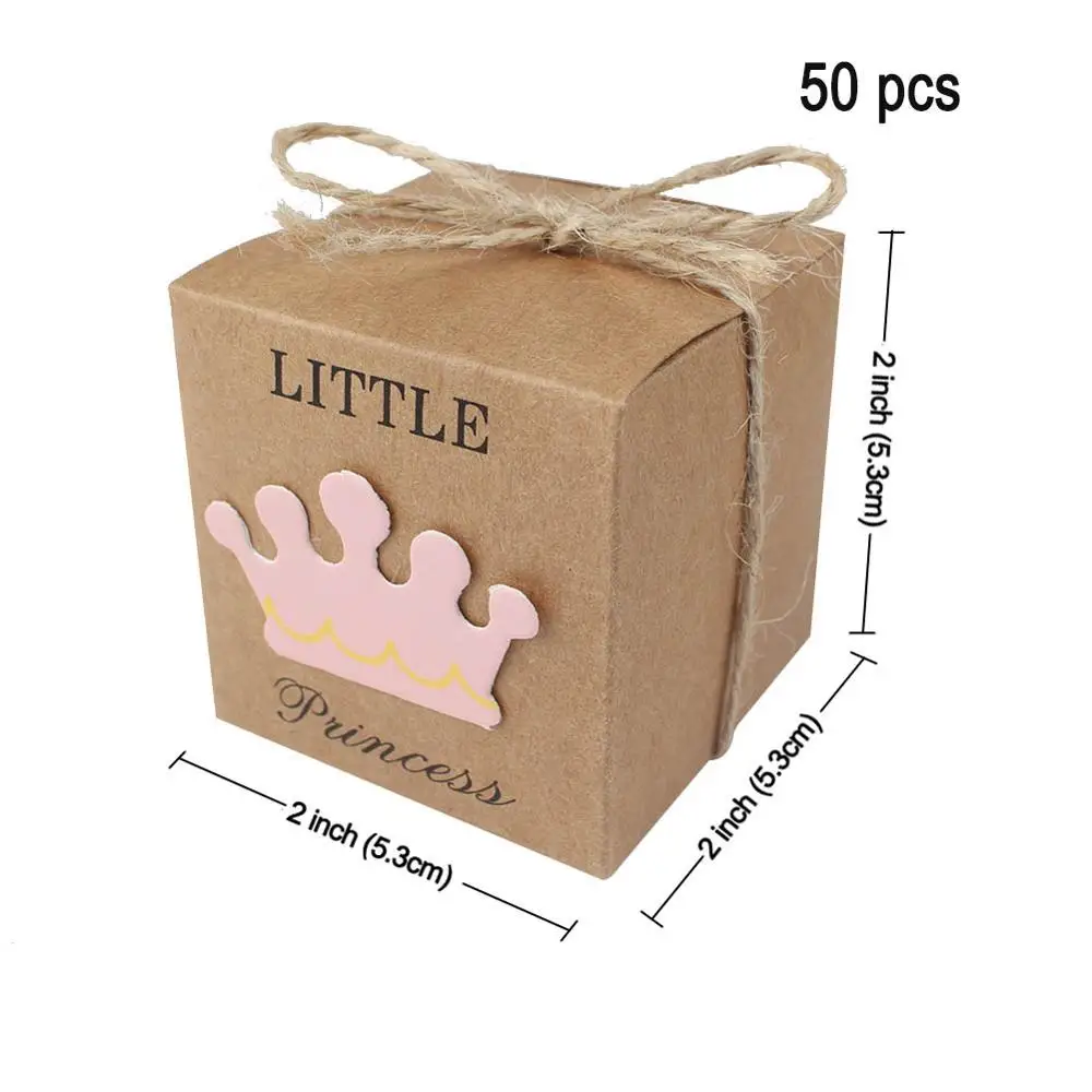50pcs Princess Boxes Теплая розовая юбка из тюля для вечеринки на день рождения; Подарочная коробка из крафт-бумаги; вечерние подарки для гостей; украшение стола для крещения ребенка - Цвет: 50pcs Princess Boxes