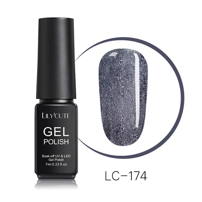 LC-174 LILYCUTE 7ml Nude Glitter Gel Nail Polish Shimmer Pink Purple Soak Off UV LED Gel Polish Varnish Nail Art Lacquer - Цвет: LC-174