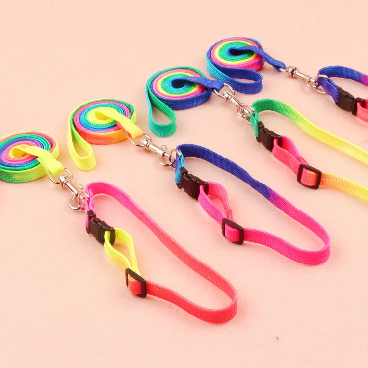 Rainbow Pet Dog Leash Collar Harness Soft Walking Lead Colorful Durable Traction Rope Nylon 120cm |