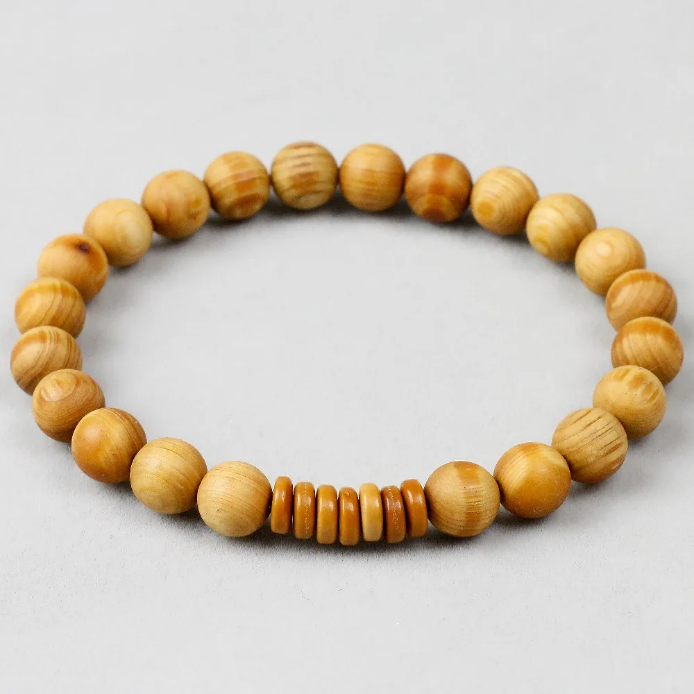 8 мм Новые бусины из натурального дерева с кокосовой ракушкой мужские браслеты