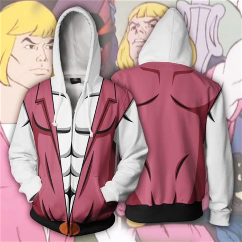 He Man и the Masters of Universe Prince Adam костюмы для косплея худи толстовки на молнии с 3D принтом