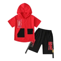 boys clothes summer sportwear sets casual short sleeve children outfit 2 pcs hooded t shirts pants