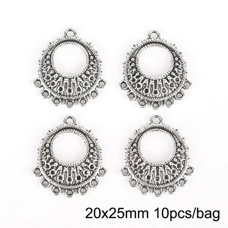 20x25mm 10 шт./лот, сплав, металл, античный посеребренный, несколько отверстий, серьги, соединители, ювелирные аксессуары для рукоделия, изготовление ювелирных изделий ручной работы - Цвет: 20x25mm