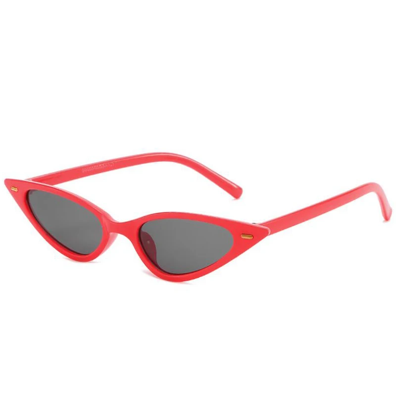 red frame black Маленькие солнцезащитные очки кошачий глаз, женские, узкие, тонкие,, ультра-светильник, Ретро стиль, дешевые, кошачий глаз, солнцезащитные очки, UV400, яркие оттенки - Цвет линз: red frame black