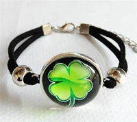 12pcs mixed 6 stylevintage glass lucky clover bracelet art picture silver cross game round dome bracelet diy jewelry