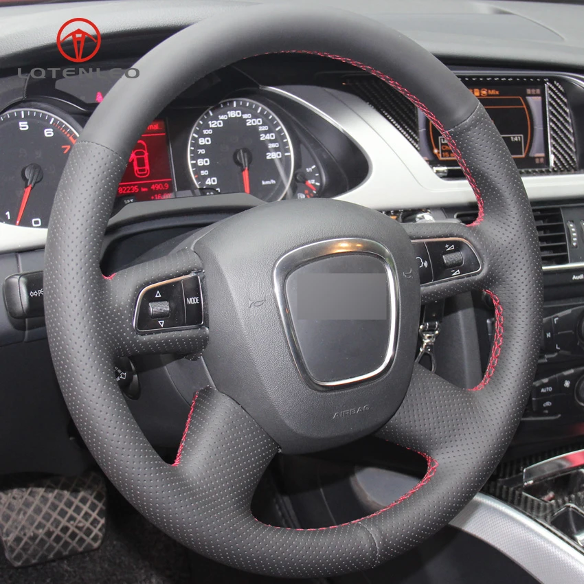 Lqtenleo черная искусственная кожа рулевого колеса автомобиля крышки для Audi старый A4 B7 B8 A6 C6 2004-2011 Q5 2008-2012 Q7 2005-2011