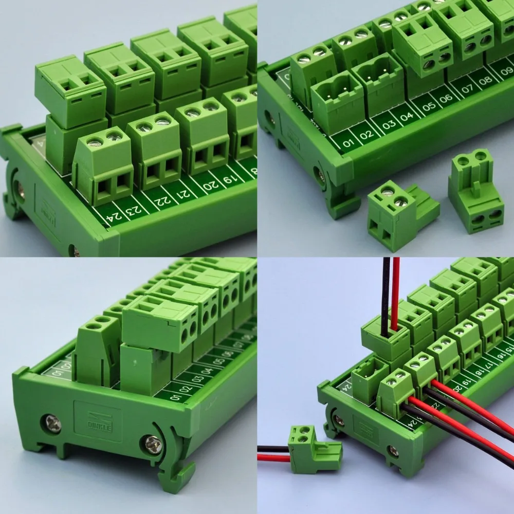Разъемная DIN-рейка 12x2 положения 10A/300V для монтажа винтовой клеммной колодки