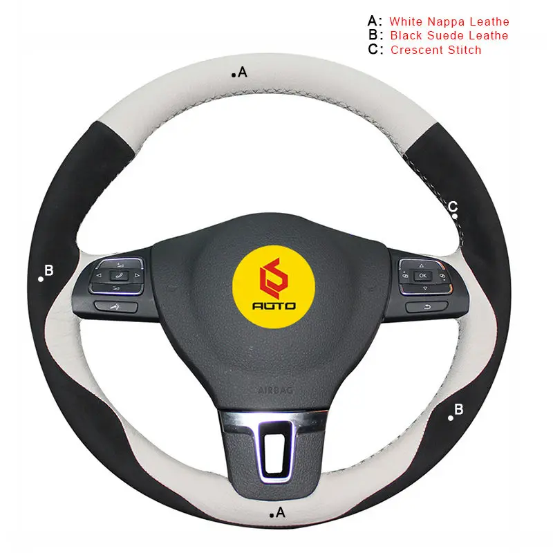 Nappa and Suede Авто оплетка на руль Обложка для Volkswagen VW Golf Passat Tiguan Passat B7 Passat CC Touran Jetta Mk6 с оригинальной кожей - Название цвета: Nappa and Suede