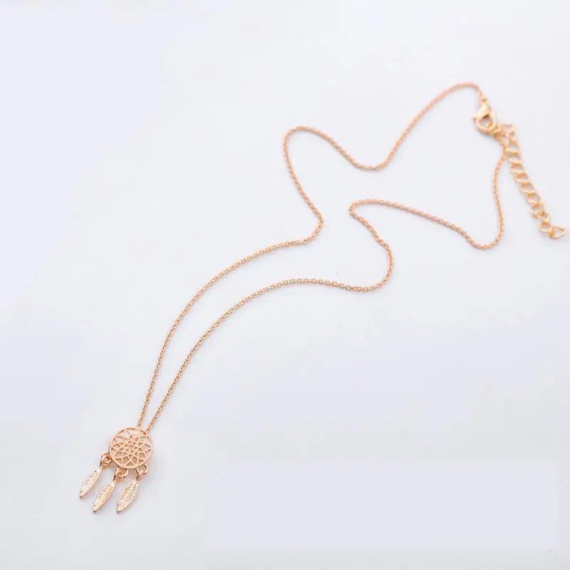 Золотой цвет ожерелья с изображением Ловца снов для женщин цепочка из