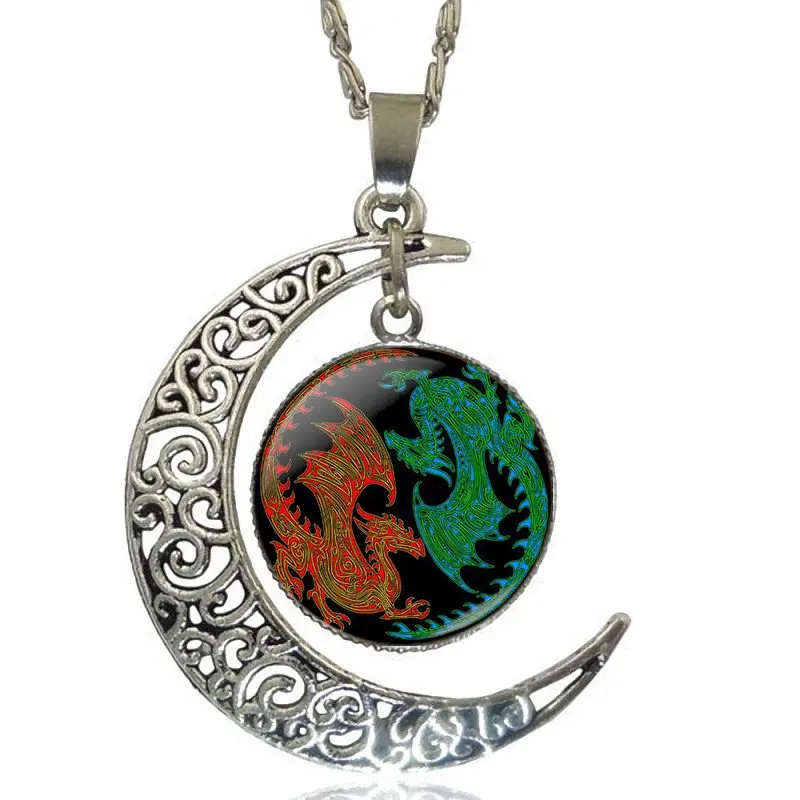 Восьмигранная светская бижутерия со стеклянными кабошонами серебряное ожерелье