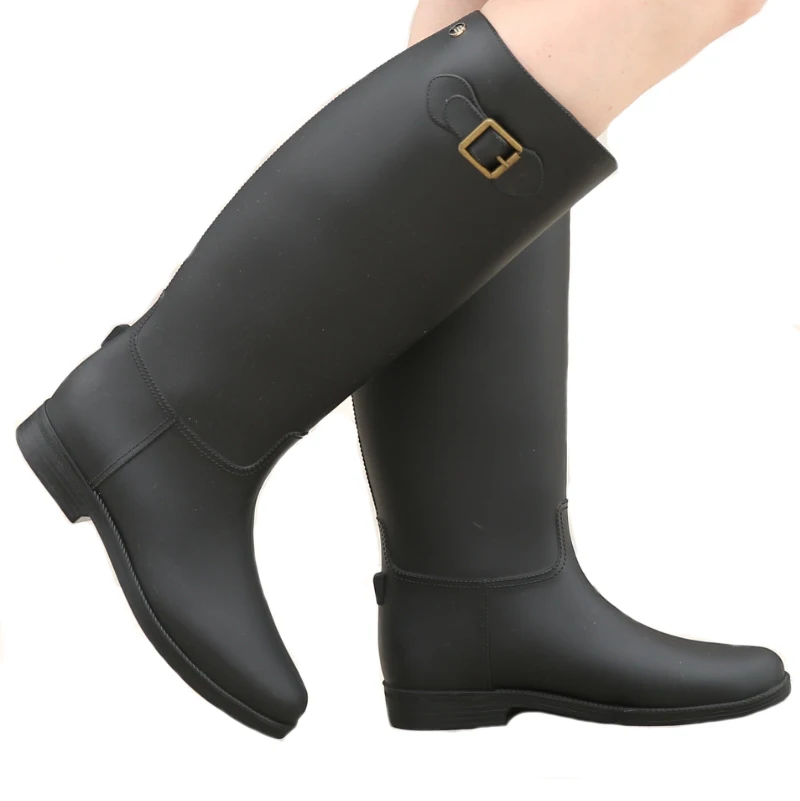 Женские непромокаемые сапоги Fengnong из ПВХ до колена на плоской резиновой подошве