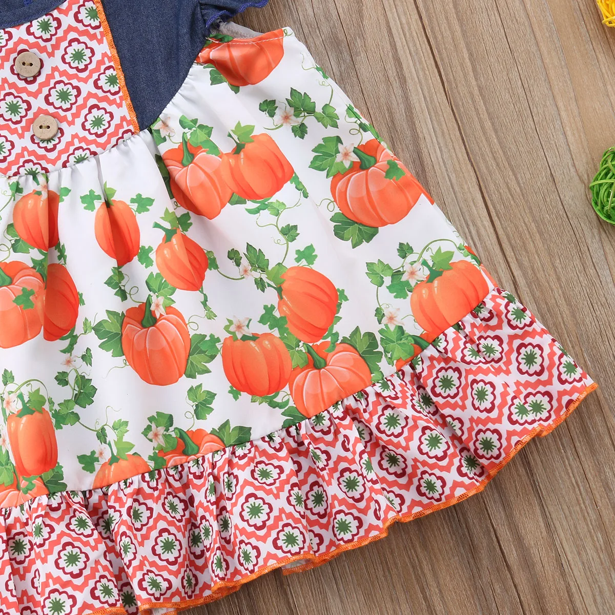 Повседневные платья с цветочным принтом для маленьких девочек цельнокроеные