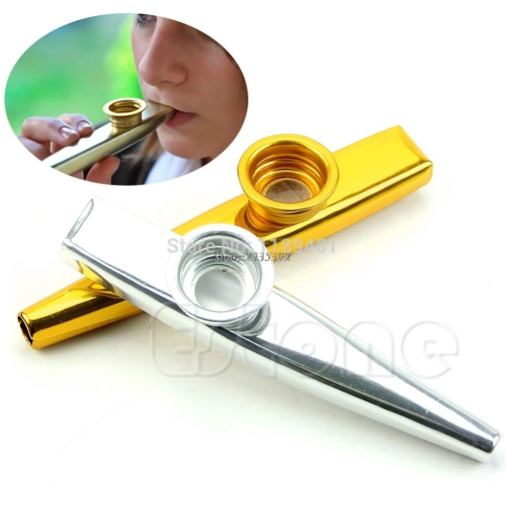 Металлический Золотой kazoo губная гармоника флейта детский подарок для вечеринки детский музыкальный инструмент