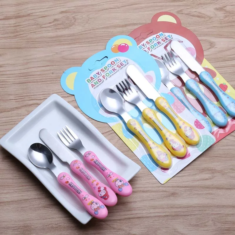 Детский милый мультяшный набор из 3 предметов нержавеющая сталь кофе пустыня