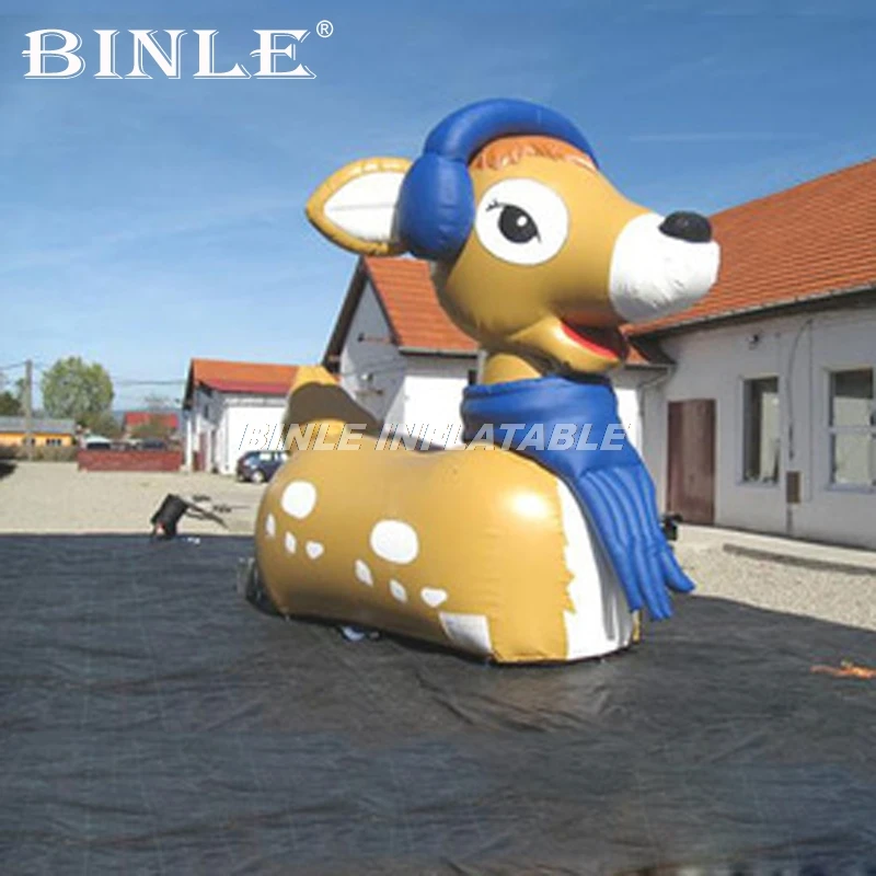 

Outdoor advertising large inflatable reindeer with headset inflatable deer cartoon animal model for Christmas decoration