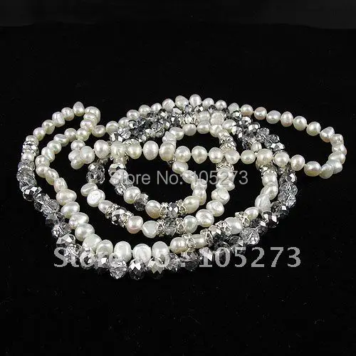 Очаровательное длинное ожерелье АА 7-8 мм колье из натурального пресноводного