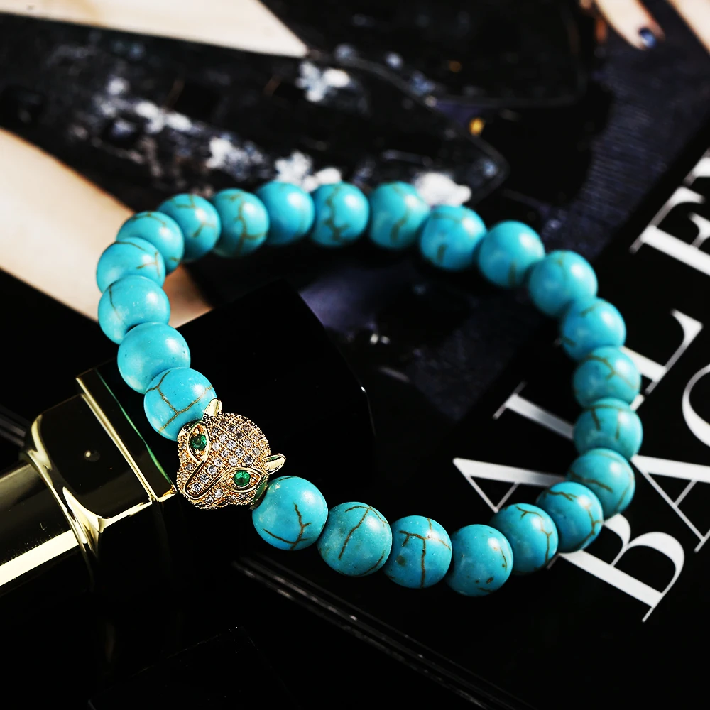 Высокое качество браслет ручной работы Натуральный камень из бисера головы