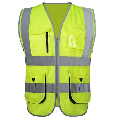 Hi vis yellow SFvest высокая видимость строительные рабочие униформы безопасности светоотражающий жилет безопасности жилет логотип компании печать - Цвет: Hi vis yellow