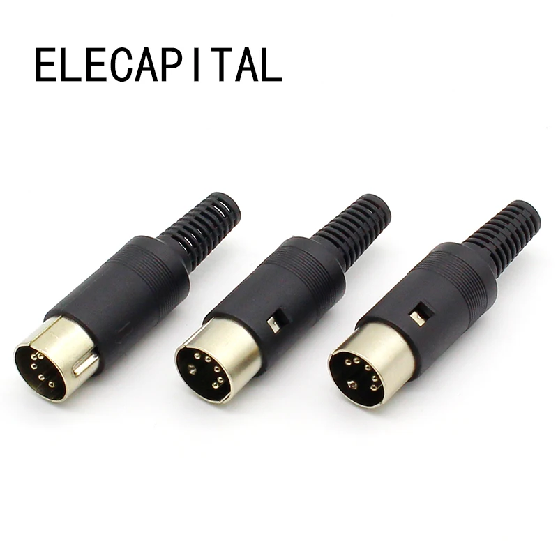 

3pcs/lot DIN male Plug Cable Connector 5 Pin with Plastic Handle