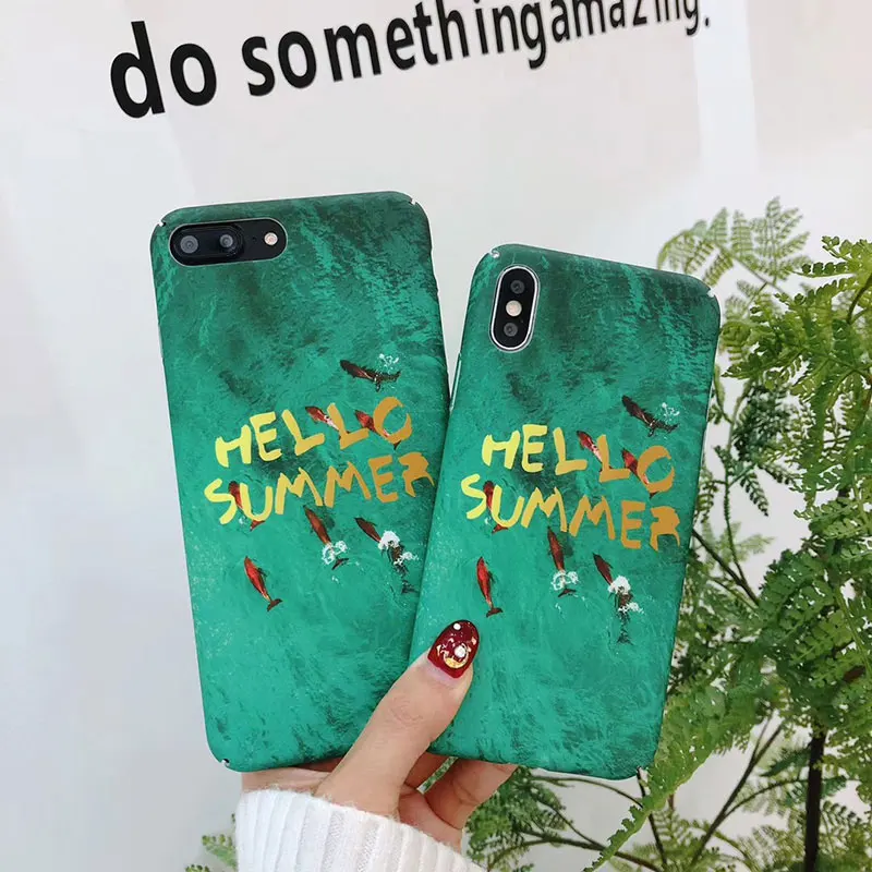 Boucho мило рыбы шаблон телефона чехол для iPhone X 6 6S 7 8 плюс Чехол Матовая Жесткий
