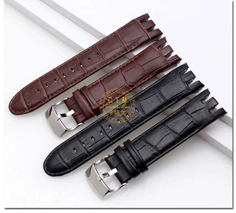 Ремешки из натуральной кожи для swatch YRS403 412 402G серия верхний слой из воловьей кожи крокодиловый 21 мм ремешок для часов для мужчин с инструментами
