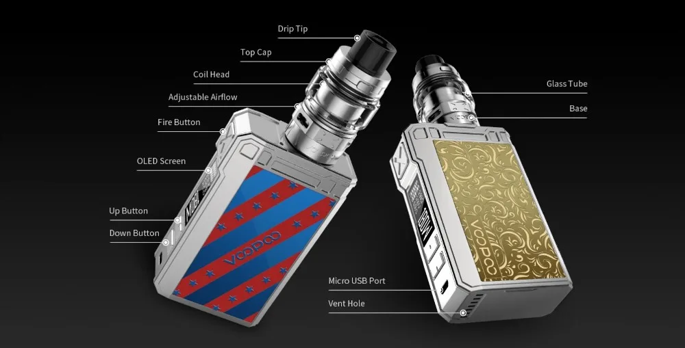 VOOPOO Альфа почтовый комплект 180W коробка на молнии мод электронная сигарета 4 мл Maat бак с MT-M2 MT-M1 катушки электронная сигарета