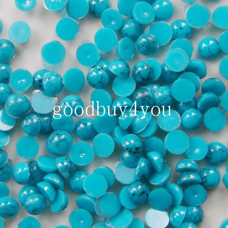 Полукруглые бирюзовые бусины с плоской задней стороной 1000 шт. 4 мм для шитья