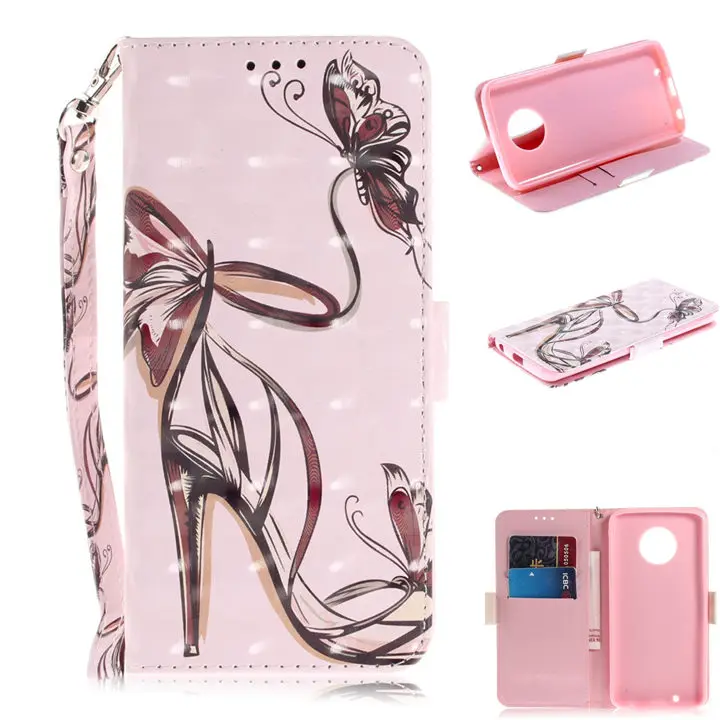 Butterfly High Heels Чехол для телефона Motorola Moto One P30 Play G5S G6 E5 Plus G6Plus E5Plus, чехол с милым животным медведем, котом, собакой, откидной кожаный чехол P26Z - Цвет: Butterfly High Heels