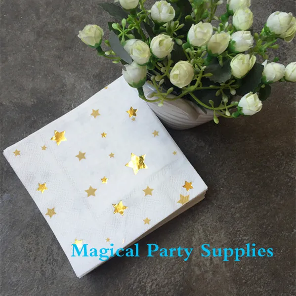 Новые бумажные салфетки для первого дня рождения ребенка 32 шт. золотые яркие