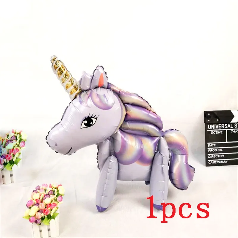1pcs purple Партия Единорог тема воздушные шары 18 дюймов звезда круглый шар Декор для вечеринки в честь Дня рождения Дети Радуга воздушные шары Единорог вечерние поставки - Цвет: 1pcs purple