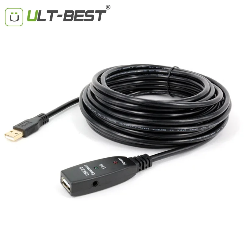 

ULT-Best USB Extension Cable 5M 10M 15M 20M 25M 30M USB2.0 Active Repeater A Male to A Female Long Cables With Signal Booster