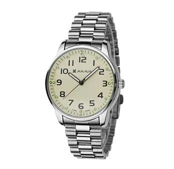 SALE! Discount Julius Old Types Lady Women's Watch Japan Mov't Fashion Hours Bracelet Real Leather Girl's Birthday Gift - Color: 40mm Man Beige