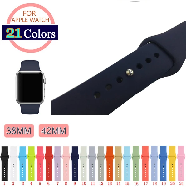 Силиконовый спортивный ремешок для Apple watch серии 4 3 2 1 резиновый на запястье iwatch 42