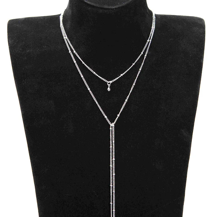

Collier Ras Du Cou Personality Simple Gold Silver Short Necklace Necklace Long Beads Tassel Chocker Necklace Ladies Necklace