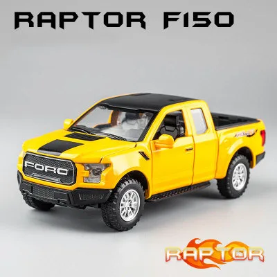 KIDAMI 1:32 Raptor F150 пикап игрушки для детей звук и свет MINIAUTO сплав литья под давлением модель автомобиля подарки - Цвет: Yellow